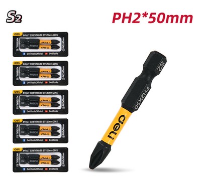 DELI σετ μύτες κατσαβιδιού DL501002Z για δραπανοκατσάβιδο, σταυρωτές, PH2x50mm, 10τμχ