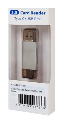 CABLETIME card reader CT-ACMCD2-ZG για SD & micro SD, USB 3.0, 5Gbps, γκρι CABLETIME card reader CT-ACMCD2-ZG για SD & micro SD, USB 3.0, 5Gbps, γκρι