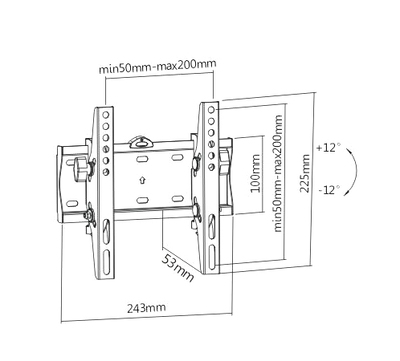 BRATECK επιτοίχια βάση KL21G-22T για τηλεόραση 23"-42", έως 30kg