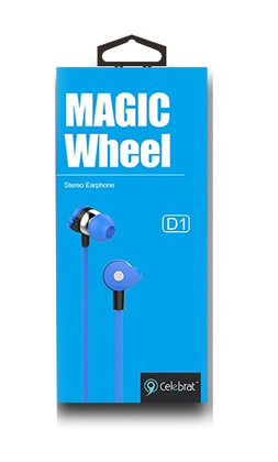 CELEBRAT earphones με μικρόφωνο D1, 3.5mm, Φ10mm, 1.2m flat, μπλε