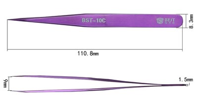 BEST Τσιμπίδα BST-10C, Stainless Steel, ESD, Ίσια