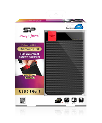 SILICON POWER Εξωτερικός HDD 1TB Diamond D30 D3S, USB 3.1, Black