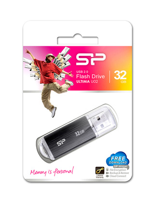 SILICON POWER USB Flash Drive Ultima U02, 32GB, USB 2.0, μαύρο