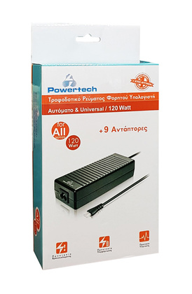 POWERTECH φορτιστής laptop PT-373, Universal, 120 watt, 9 tips