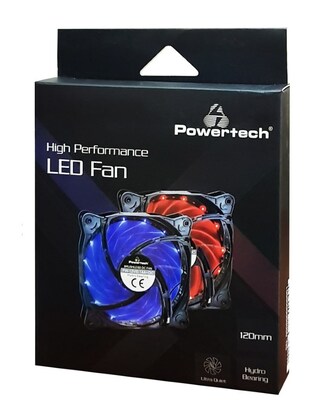 POWERTECH LED ανεμιστήρας PT-908, 120mm, 3pin/molex & 4 βίδες, κόκκινο