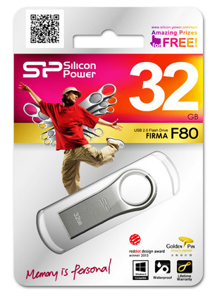 SILICON POWER USB Flash Drive Firma F80, 32GB, USB 2.0, Silver