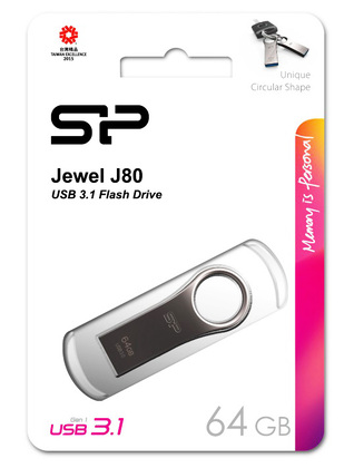 SILICON POWER USB Flash Drive Jewel 80, 64GB, USB 3.2, Titanium