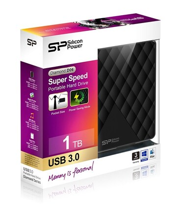 SILICON POWER εξωτερικός HDD 1TB Diamond D06, USB 3.0, Black