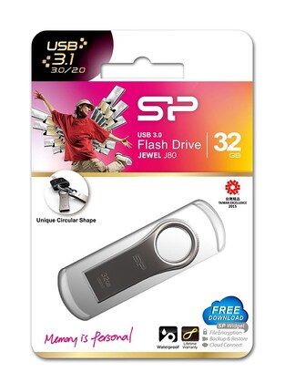 SILICON POWER USB Flash Drive Jewel 80, 32GB, USB 3.2, Titanium