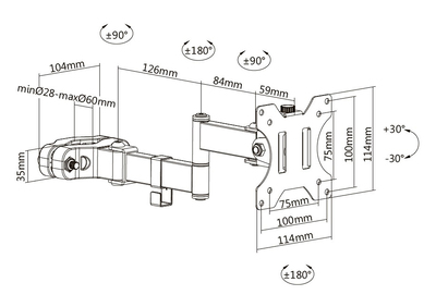 BRATECK Βάση στύλου στήριξης LDA35-112 για οθόνη 17"-32", 8kg