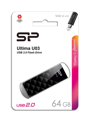 SILICON POWER USB Flash Ultima U03, 64GB, USB 2.0, μαύρο