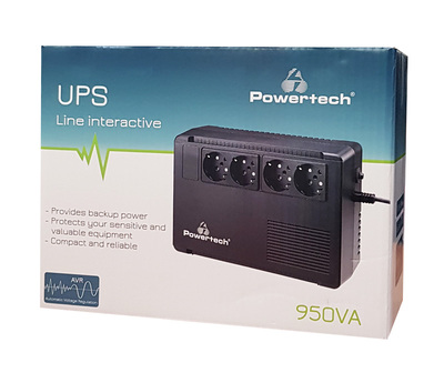 POWERTECH UPS Line Interactive PT-950C, 950VA/570W, 4x schuko